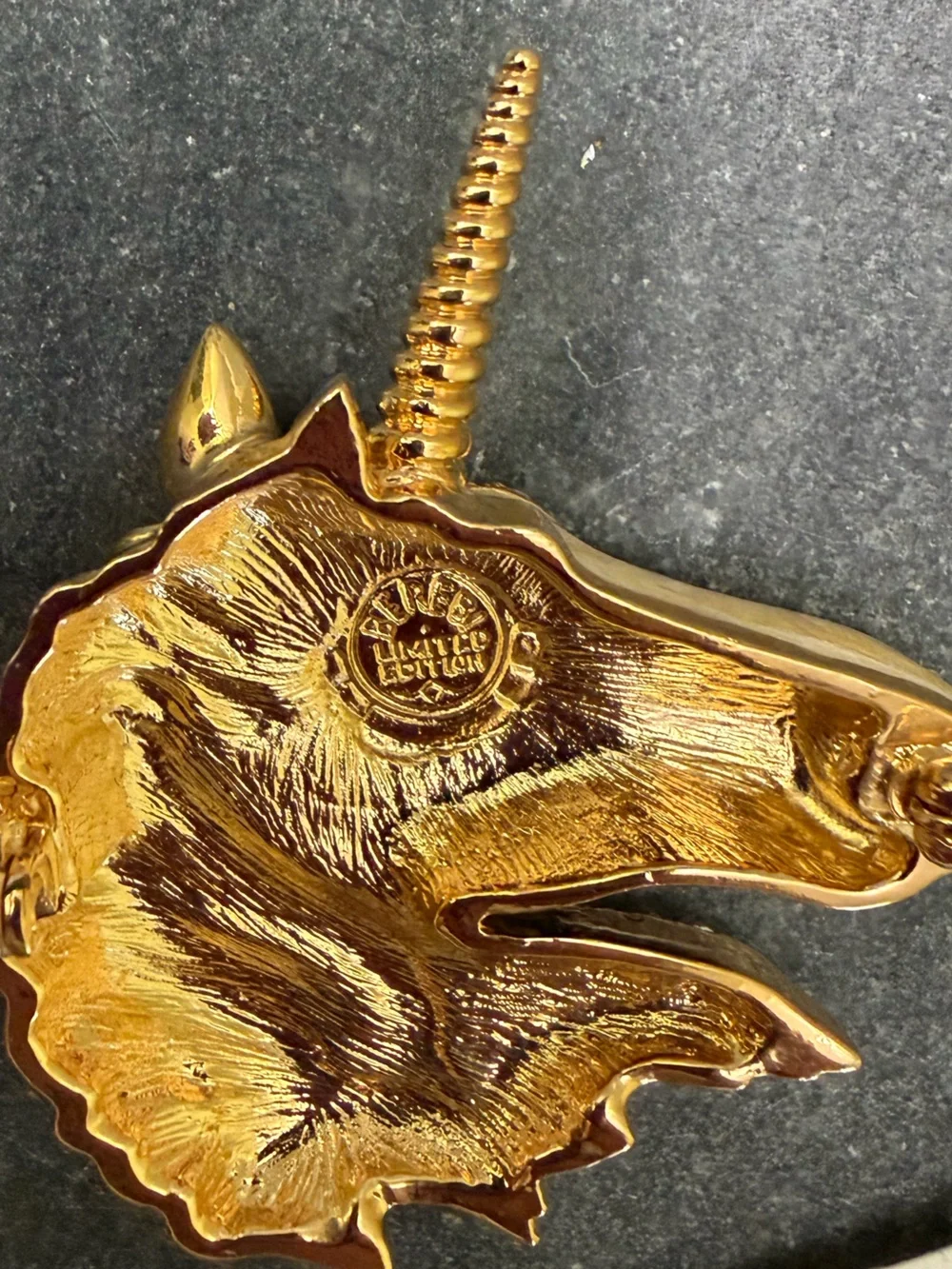 Vintage Edgar Berebi Gold Unicorn Enamel Crystal Brooch COA